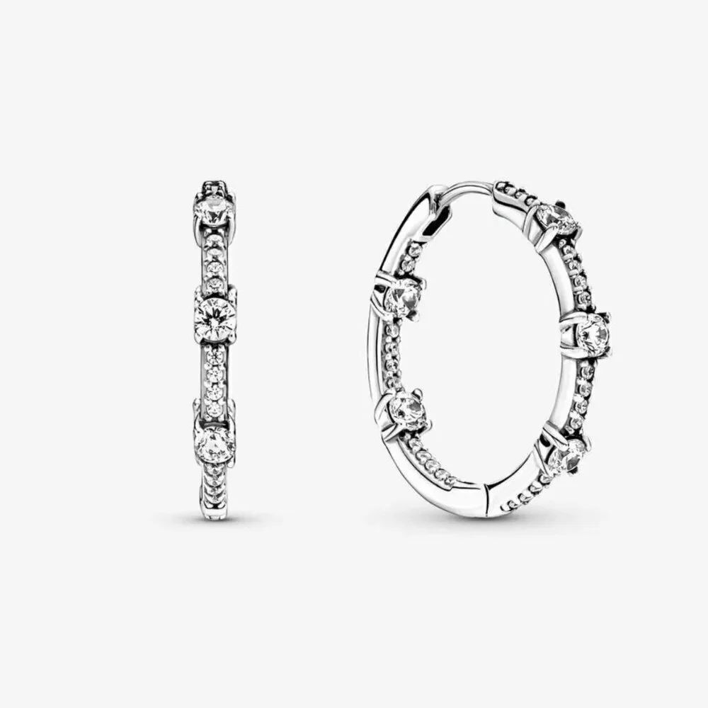 Pandora Sparkling Hoop Earrings NEW